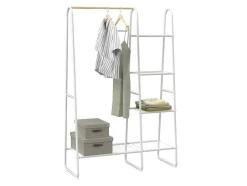 Kledingrek - L100 Cm - Wit Metaal En Beukenhout - Dogu