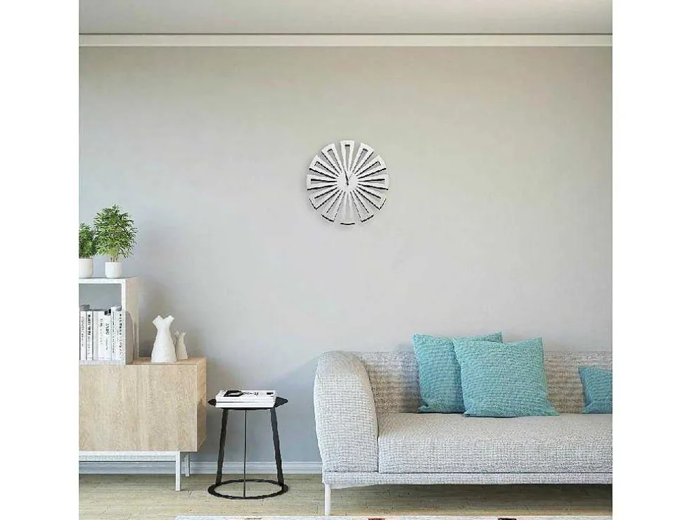 Klok Geometrisch 2, Wit, Zwart, 50X1,5X50 Cm, Epikasa