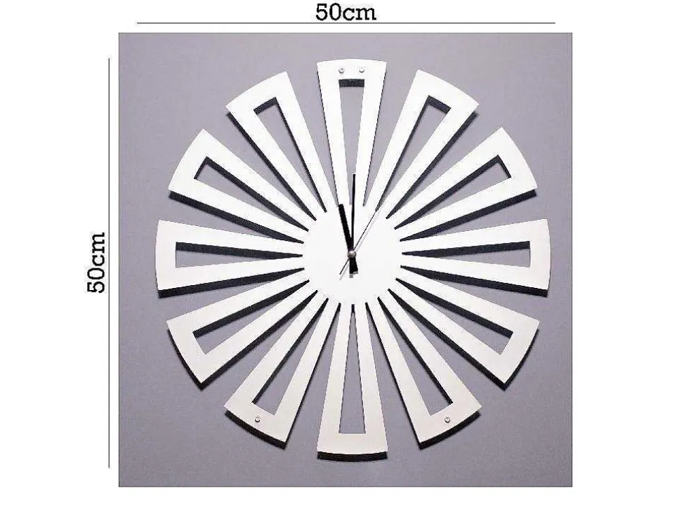 Klok Geometrisch 2, Wit, Zwart, 50X1,5X50 Cm, Epikasa