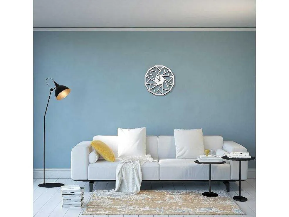 Klok Geometrisch 1, Wit, Zwart, 50X1,5X50 Cm, Epikasa
