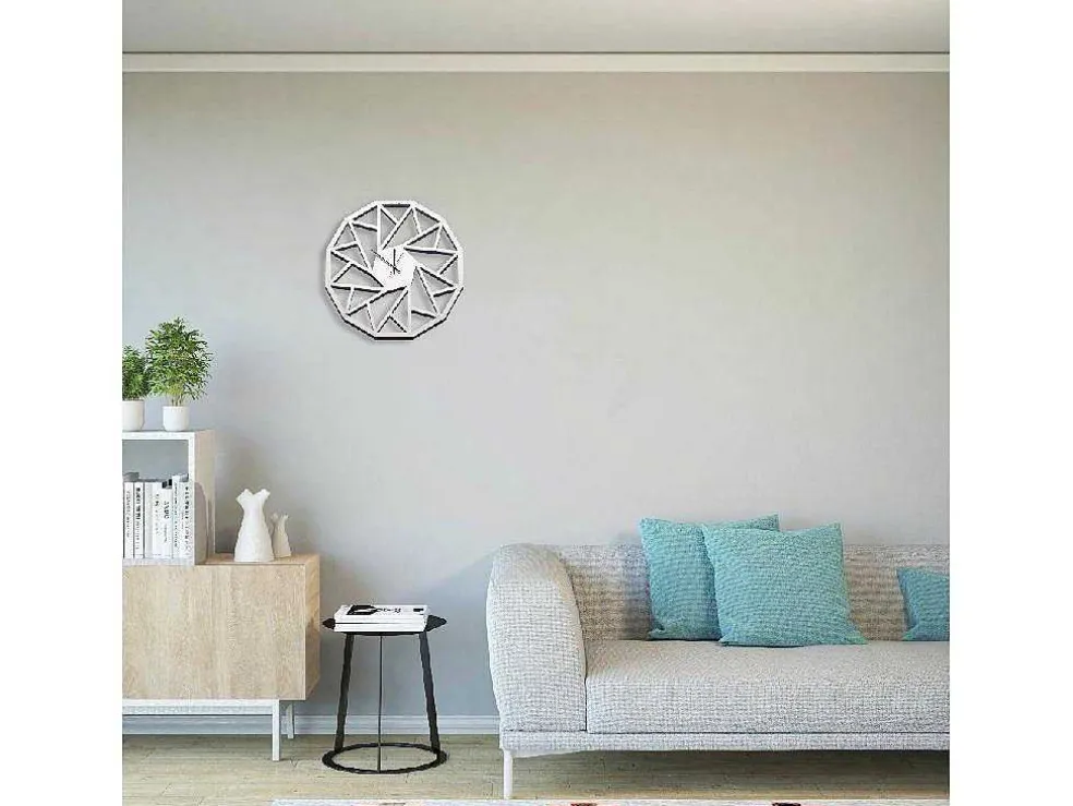 Klok Geometrisch 1, Wit, Zwart, 50X1,5X50 Cm, Epikasa