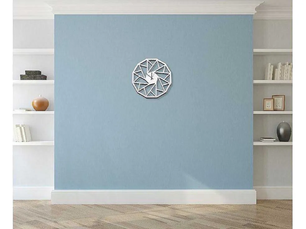 Klok Geometrisch 1, Wit, Zwart, 50X1,5X50 Cm, Epikasa