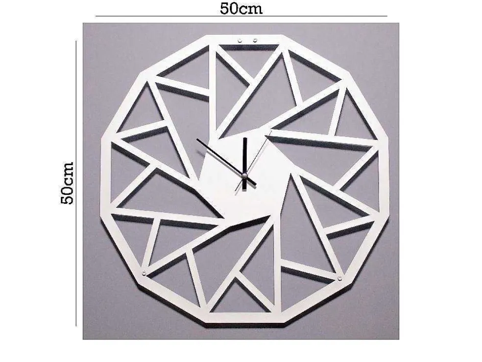 Klok Geometrisch 1, Wit, Zwart, 50X1,5X50 Cm, Epikasa