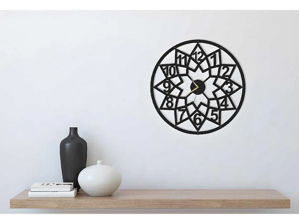 Klok Geometrisch 4, Zwart, 50X1,5X50 Cm, Epikasa