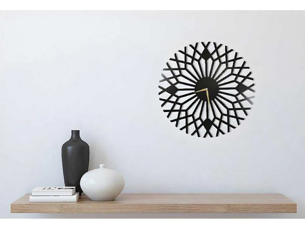 Klok Geometrisch 3, Zwart, 50X1,5X50 Cm, Epikasa