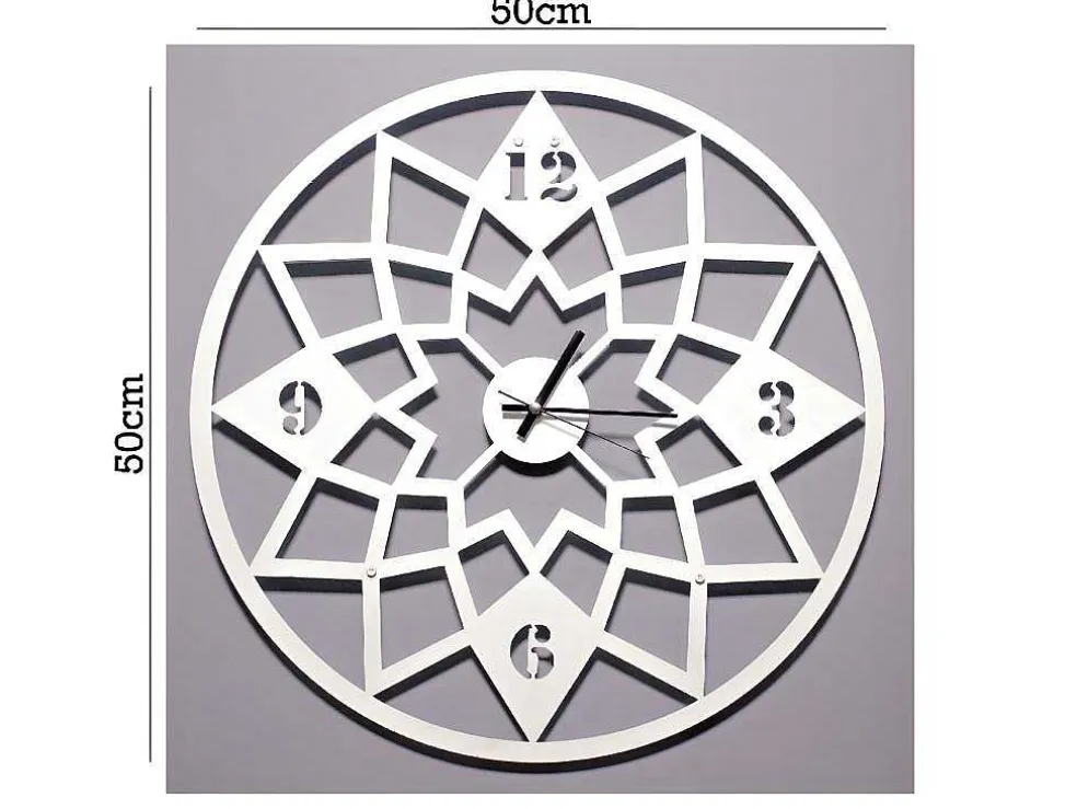 Klok Geometrisch, Wit, Zwart, 50X1,5X50 Cm, Epikasa