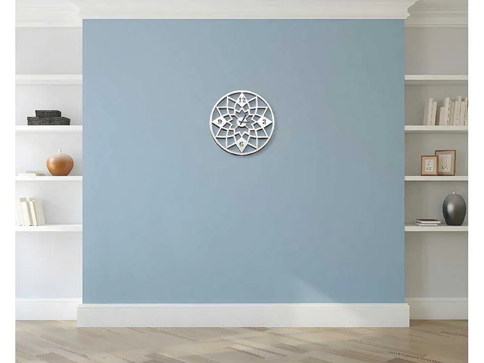 Klok Geometrisch, Wit, Zwart, 50X1,5X50 Cm, Epikasa