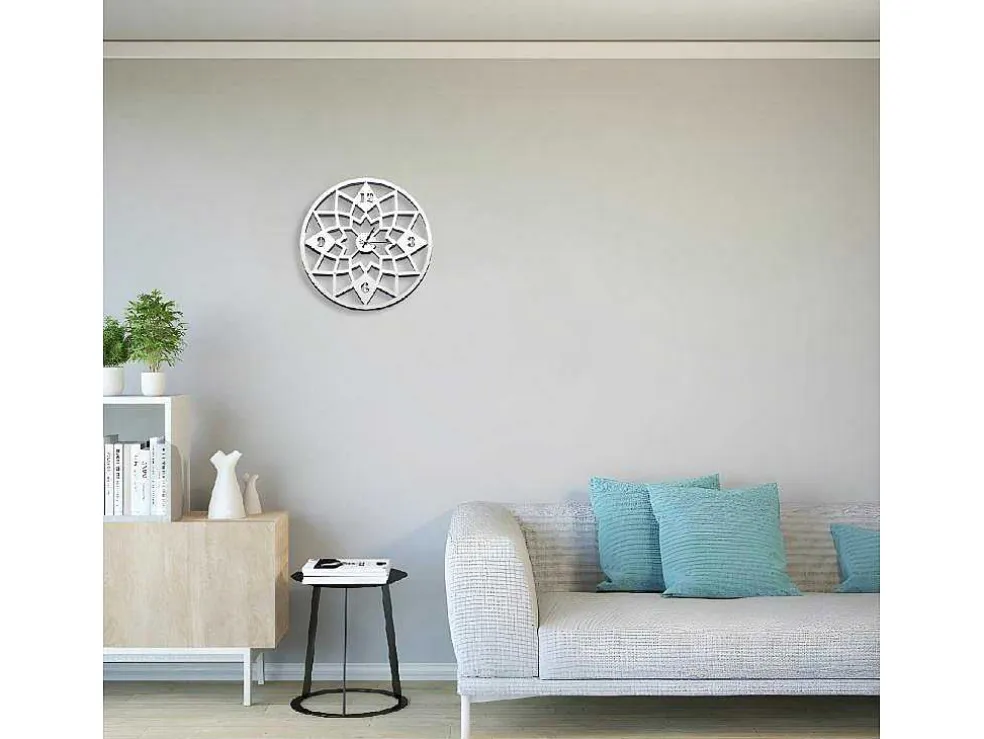 Klok Geometrisch, Wit, Zwart, 50X1,5X50 Cm, Epikasa