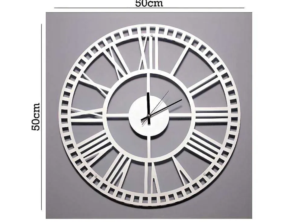 Klok Vintage 5, Wit, Zwart, 50X1,5X50 Cm, Epikasa