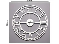 Klok Vintage 7, Wit, Zwart, 50X1,5X50 Cm, Epikasa