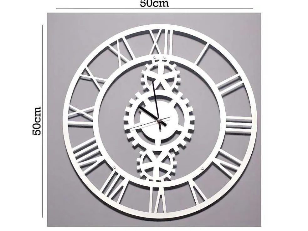 Klok Vintage 6, Wit, Zwart, 50X1,5X50 Cm, Epikasa
