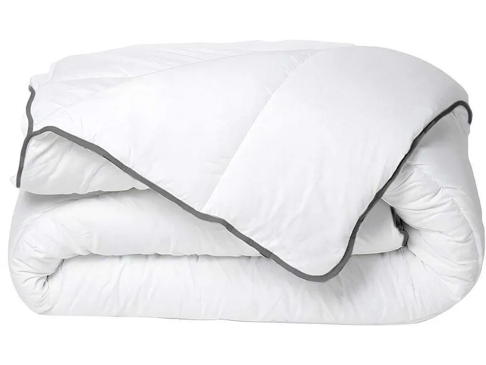 Knuffel Dekbed Silk Touch 220 X 240 Cm - 250 G/M - Wit Met Grijze Bies - Biesya