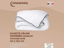 Knuffel Dekbed Silk Touch 140 X 200 Cm - 250 G/M - Wit Met Grijze Bies - Biesya