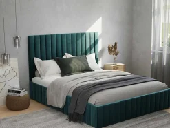 Kofferbed En Hoofdbord Met Verticale Stiksels - 180 X 200 Cm - Fluweel - Taupe - Larali - Van Pascal Morabito