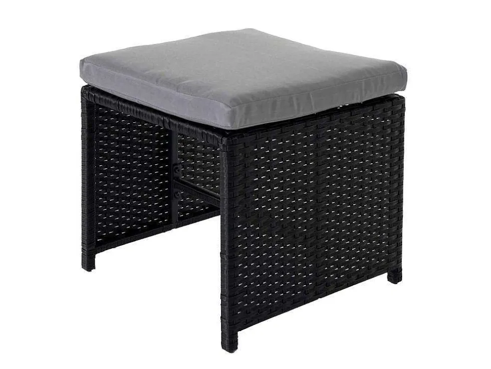 Krukje Van Poly-Rattan Mcw-K35, Zwart, Kussen Lichtgrijs