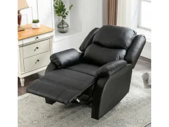 Kunstleer Handmatig Verstelbare Relaxfauteuil Met Zijvak - Zwart
