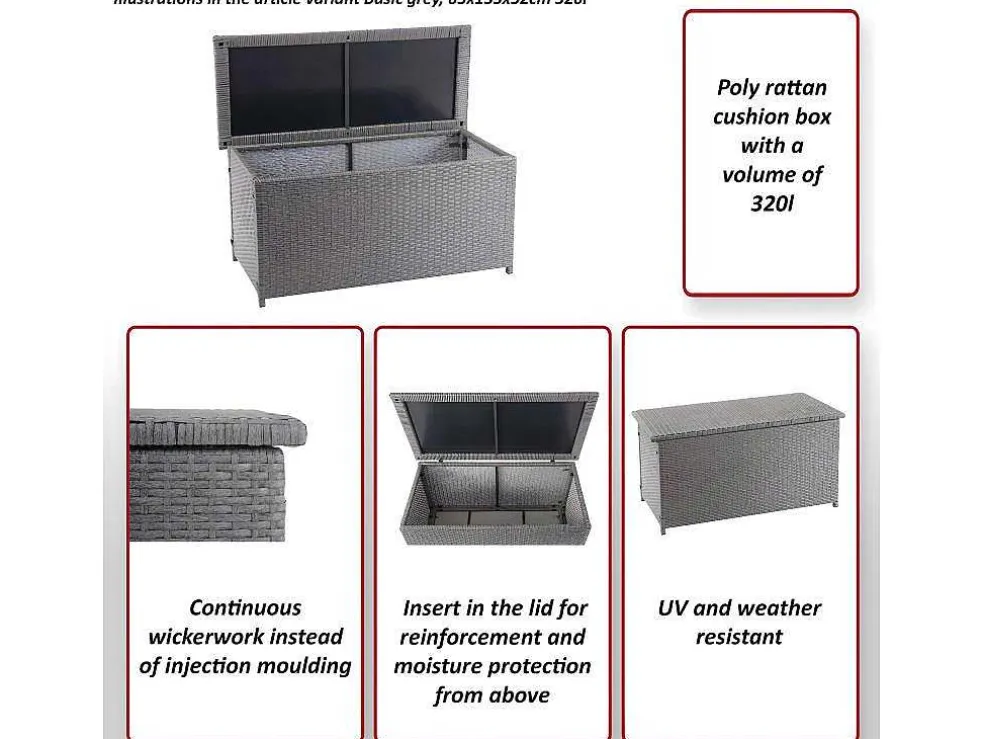 Kussenbox Van Polyrattan Mcw-D88 Iii, Premium Grijs, 80X160X94Cm 950L