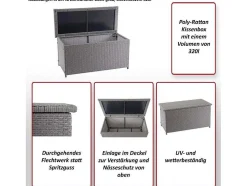 Kussenbox Van Polyrattan Mcw-D88 Iii, Basic Grijs, 63X135X52Cm 320L