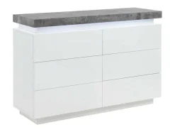 Ladekast Halo Ii - 6 Lades - Gelakt Mdf - Met Ledverlichting - Kleur: Wit En Beton