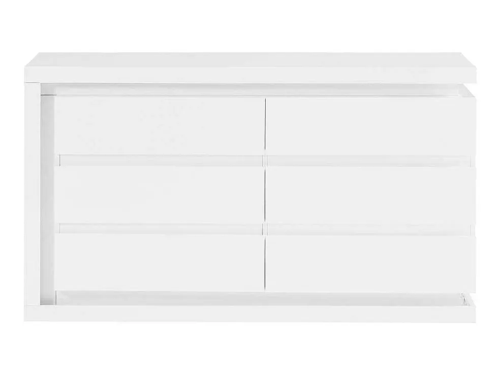 Ladekast Met 6 Lades - Met Ledverlichting - Mdf - Wit Gelakt - Flarancia