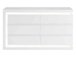 Ladekast Met 6 Lades - Met Ledverlichting - Mdf - Wit Gelakt - Flarancia