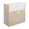 Ladekast Sonia - 3 Lades - Kleuren: Eiken En Wit