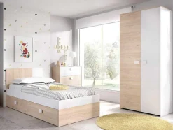 Ladekast Sonia - 3 Lades - Kleuren: Eiken En Wit