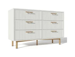 Ladekast Versierd Met Verticale Strepen - 6 Lades - Wit