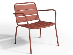 Lage Opstapelbare Tuinfauteuil + Voetensteun - Metaal - Terracotta - Mirmande