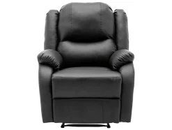 Liggende Relaxfauteuil Met Verstelbare Handvoetsteun, Bekleding Van Zwart Kunstleer