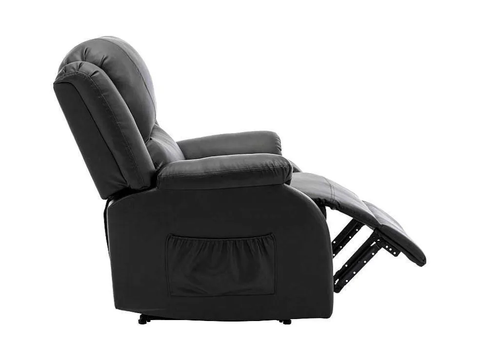 Liggende Relaxfauteuil Met Verstelbare Handvoetsteun, Bekleding Van Zwart Kunstleer