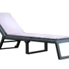 Ligstoel Met Gevlochten Effect Canberra - Met Matras - Grijs En Wit