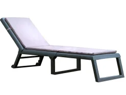 Ligstoel Met Gevlochten Effect Canberra - Met Matras - Grijs En Wit