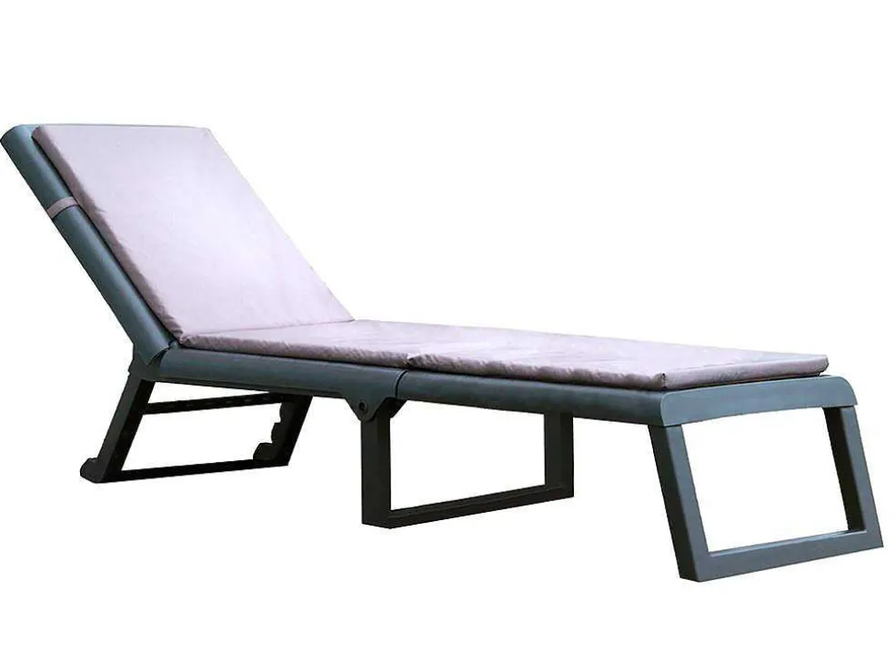 Ligstoel Met Gevlochten Effect Canberra - Met Matras - Grijs En Wit