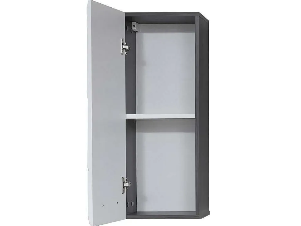 Linebad Badkamerkast 1 Deur Gerookt Zilver, Wit Hoogglans.