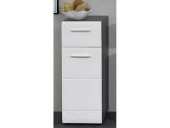 Linebad Badkamerkast 1 Deur, 1 Lade Gerookt Zilver, Wit Hoogglans.