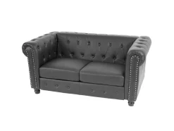 Luxe 2-Zitsbank Edinburgh, Ronde Poten, Zwart