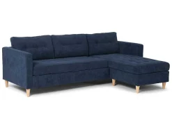 Marino Bank, Chaise Longue Naar Rechts Of Links Gedraaid In Fluweel Blauw.