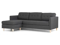 Marino 3-Zitsbank Met Chaise Longue Links Stof Donkergrijs.