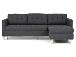 Marino 3-Zitsbank Met Chaise Longue Links Stof Donkergrijs.