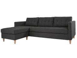 Marino 3-Zitsbank Met Chaise Longue Links Stof Donkergrijs.
