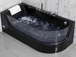 Massagebad Met Glazen Wand Aria Zwart - Persoons - 170*80*57Cm - Linkse Hoek