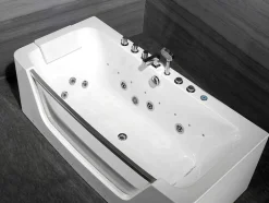 Massagebad Met Glazen Wand En Ledverlichting Dyona - 260L - 1 Persoon - 170*85*58Cm - Balneo Therapie