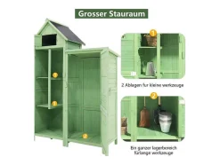 Massief Houten Tuinhuis Met Pvc Schuin Dak - 2 Planken 3 Klapdeuren - L118 X D54 X H173 Cm - Groen