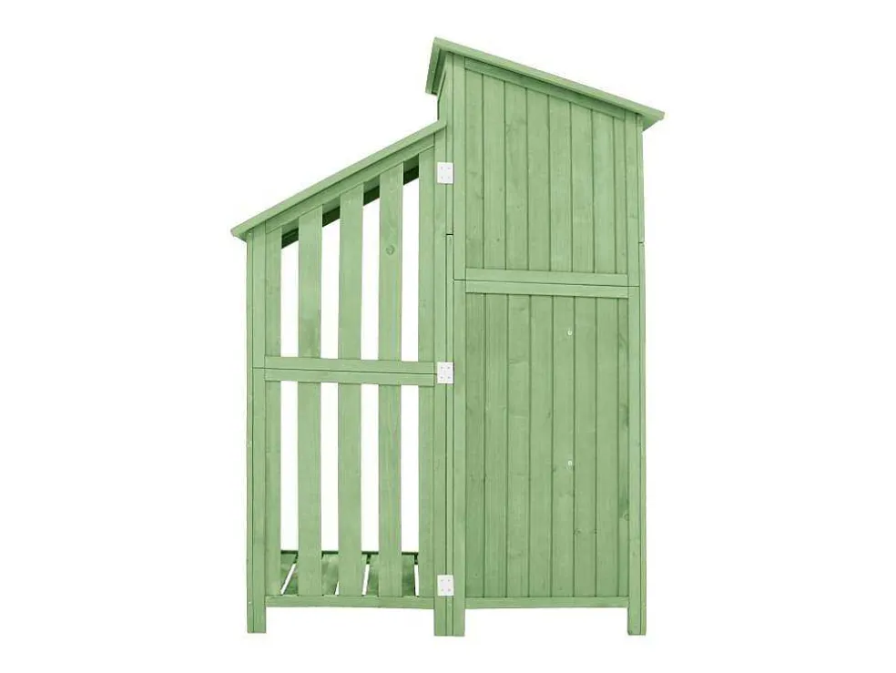 Massief Houten Tuinhuis Met Pvc Schuin Dak - 2 Planken 3 Klapdeuren - L124 X D46 X H174 Cm - Groen