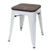Mcw-A73 Kruk (Set Van 4) Houten Zitting, Wit