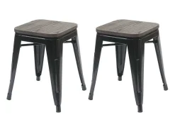 Mcw-A73 Kruk (Set Van 2) Houten Zitting, Zwart