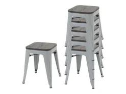 Mcw-A73 Kruk (Set Van 6) Houten Zitting, Grijs