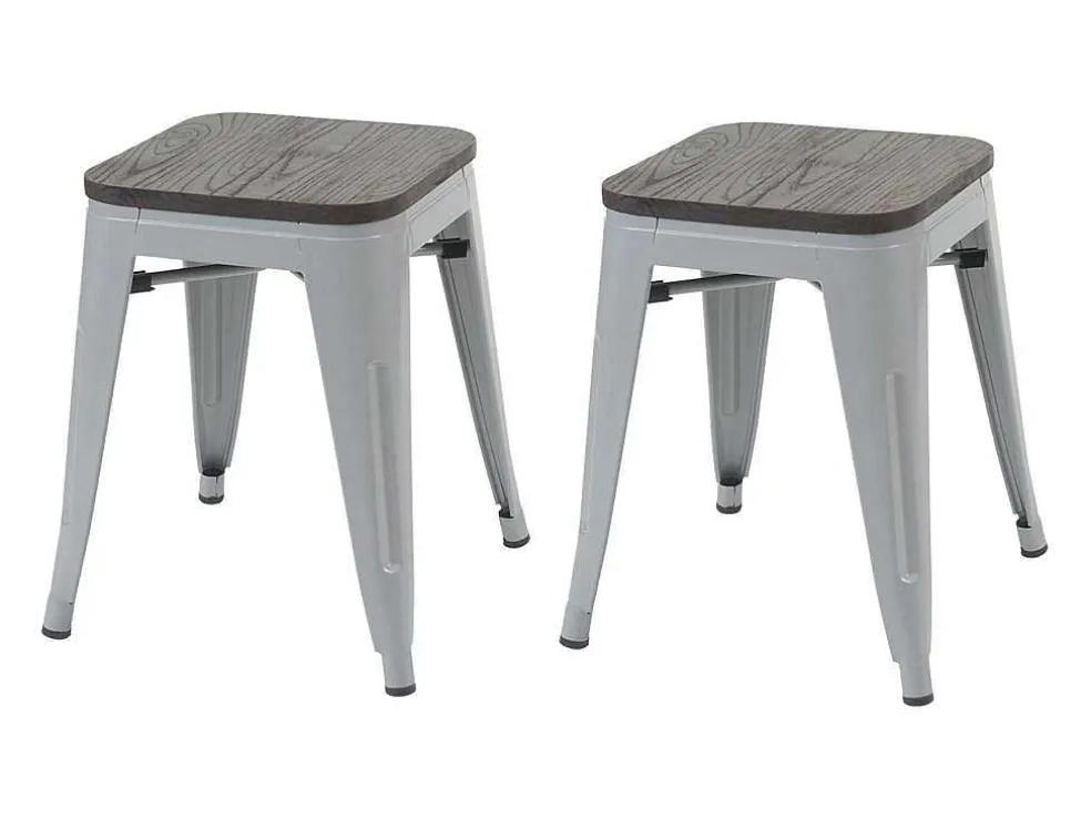 Mcw-A73 Kruk (Set Van 2) Houten Zitting, Grijs