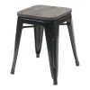 Mcw-A73 Kruk (Set Van 6) Houten Zitting, Zwart